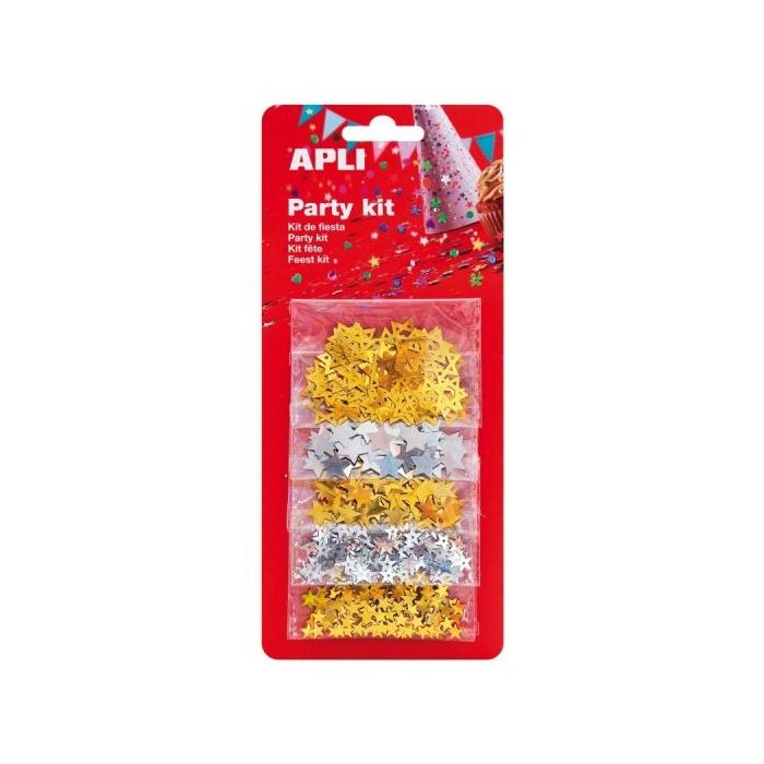 Apli Confeti Estrella Surtido - Ideal para Fiestas, Bodas, Celebraciones Infantiles, Manualidades y Carnaval - Color Oro y Plata