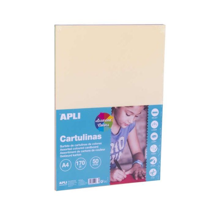 Apli Cartulinas Surtido Pastel A4 170g 50 Hojas