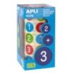 Apli Rollo de 900 Gomets Redondos con Numeros Ø 20 mm - Adhesivo Removible Base Agua - Fomenta Aprendizaje - Libre de Disolventes - Colores Surtidos