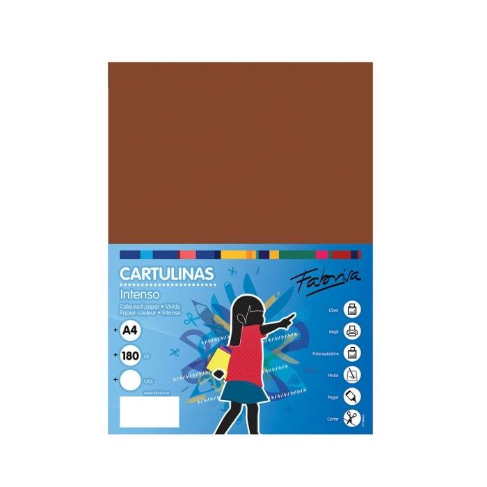 Fabrisa Pack de 50 Cartulinas 180 g/m² - Tamaño A4 - Color Marron