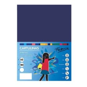 Fabrisa Pack de 25 Cartulinas 180 g/m² - Tamaño A3 - Color Azul Oscuro