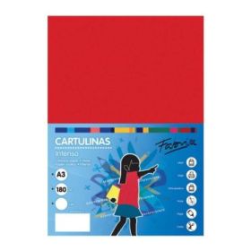 Fabrisa Pack de 25 Cartulinas 180 g/m² - Tamaño A3 - Color Rojo