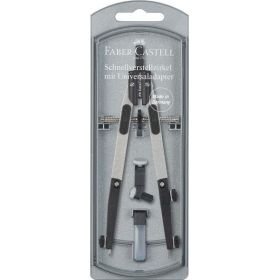 Faber-Castell Compas de Ajuste Rapido 3.5mm - Articulaciones en ambos Brazos - Para Circunferencias de hasta Ø 390mm - Accesorios de Recambio - Adaptador Universal