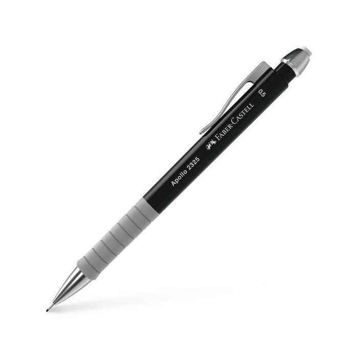 Faber-Castell Apollo Portaminas - Trazo 0.5mm - Agarre Ergonomico - Goma de Borra Integrada - Cuerpo Color Negro