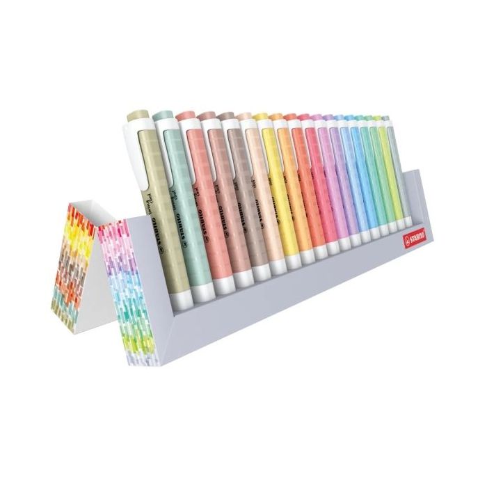 Stabilo Swing Cool Set de Mesa de 18 Marcadores Fluorescentes - Cuerpo Plano - Punta Biselada - Trazo entre 1 y 4mm - Tinta con Base de Agua - Antisecado - Colores Surtidos