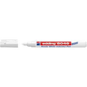 Edding 8046 Rotulador Permanente Industrial - Punta Redonda 1-3mm - Tinta Opaca - Resistente al Desgaste, Roce y Luz - Color Blanco