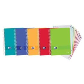 Oxford Europeanbook 8 Live & Go Pack de 5 Cuadernos Espiral Formato A4+ Cuadriculado 5x5mm - 160 Hojas Microperforadas con 4 Taladros - Tapa de Plastico - 8 Bandas de Color - Colores Surtidos