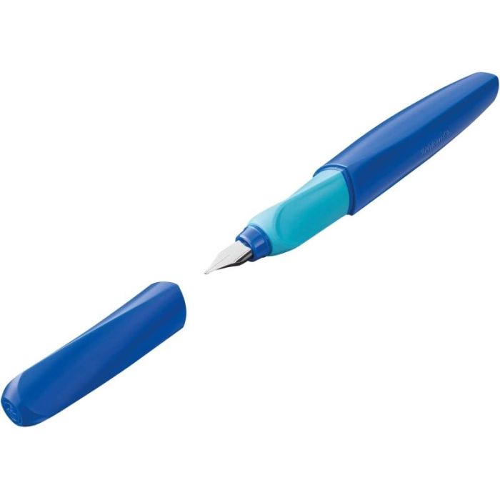 Pelikan Twist Pluma Estilografica Escolar Recargable - Plumilla de Acero Inoxidable Punto M - Cuerpo Color Azul (814737)