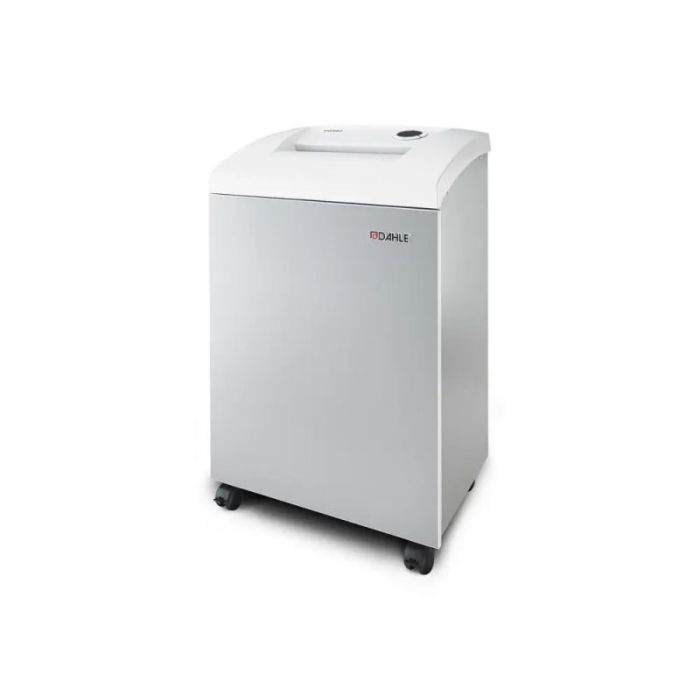 Dahle 106 Destructora de Papel Manual Corte en Tiras P-2 - Destruye hasta 22 Hojas - Papelera de 60L - Ruedas Giratorias con Freno - Destruye Papel, Tarjetas, Clips, Cd`s - Color Blanco