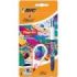 Bic 4 Colours Decors Hydro Pack de 1 Boligrafo de Bola Retractil + Corrector Pocket Mouse 5mmx6m - Punta Media de 1.0mm - Tinta con Base de Aceite - 4 Colores