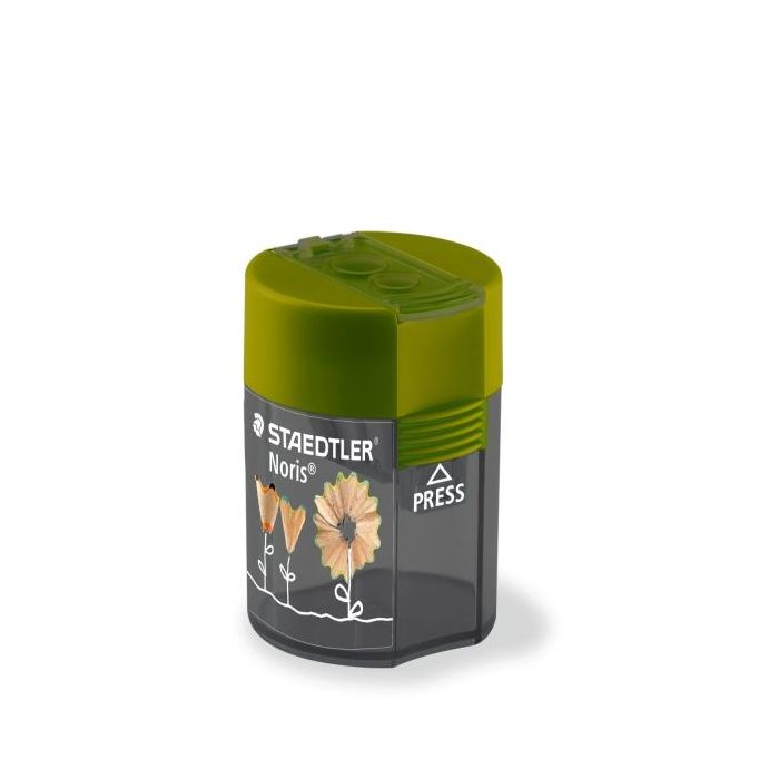 Staedtler 512 F Sacapuntas de 2 Orificios con Deposito - Para Lapices de 8.2mm y 10.2mm - Color Verde