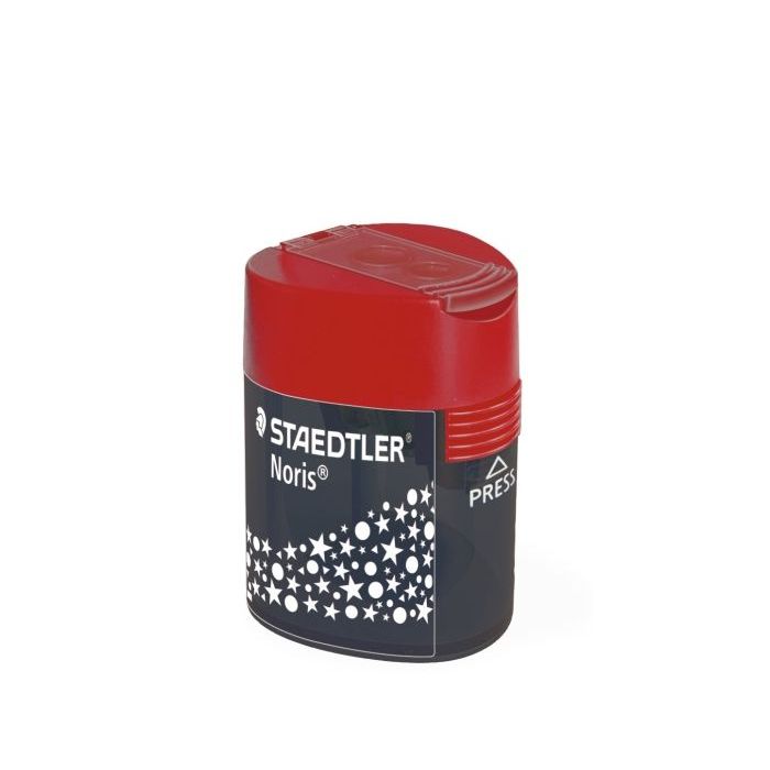 Staedtler 512 F Sacapuntas de 2 Orificios con Deposito - Para Lapices de 8.2mm y 10.2mm - Color Rojo