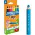 Bic Kids Multisuperficie Pack de 6 Lapices de Colores + Sacapuntas - Cuerpo Triangular - Minas Borrables en Superficies No Porosas - Colores Surtidos