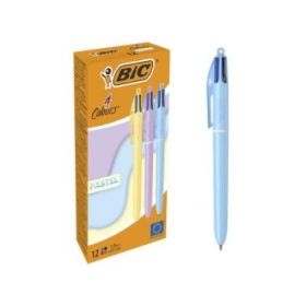 Bic 4 Colours Pastel Boligrafo de Bola Retractil - Punta Media de 1.0mm - Tinta con Base de Aceite - Cuerpo en Colores Pastel - 4 Colores