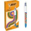 Bic 4 Colours Decors Lines Boligrafo de Bola Retractil - Punta Media de 1.0mm - Tinta con Base de Aceite - 4 Colores