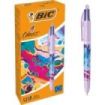 Bic 4 Colours Decors Hydro Boligrafo de Bola Retractil - Punta Media de 1.0mm - Tinta con Base de Aceite - 4 Colores