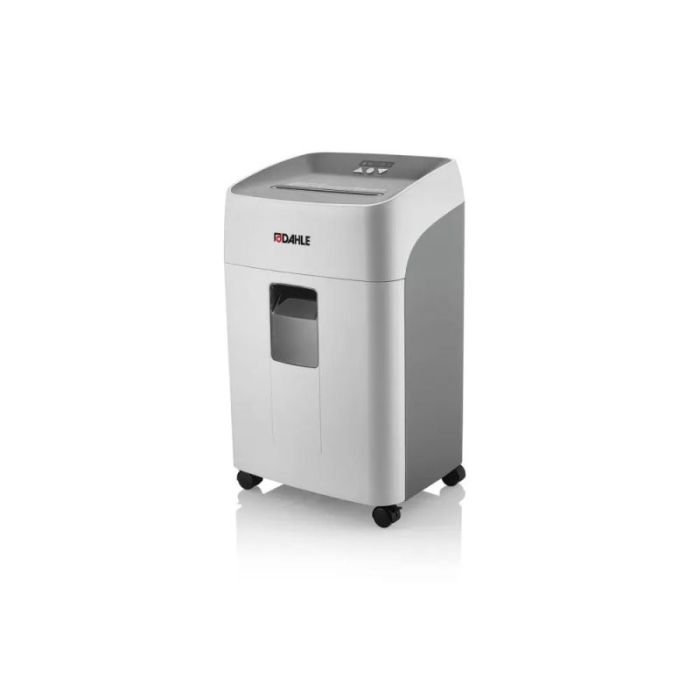 Dahle Deskside 404P Destructora de Papel Manual Corte en Particulas P-4 - Destruye hasta 21 Hojas - Capacidad de la Papelera 40L - Ruedas Giratorias - Color Gris