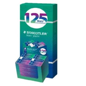 Staedtler Mars Plastic 125 Aniversario Goma de Borrar - Borrado de Alta Calidad - Minimos Residuos - Color Blanco