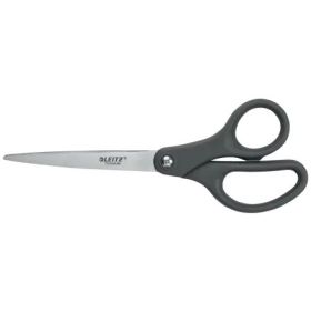 Leitz Tijeras de Acero Inoxidable 18cm - Revestimiento de Titanio - Agarre Ergonomico - Color Gris