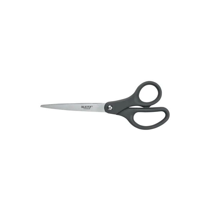 Leitz Tijeras de Acero Inoxidable 20.5cm - Revestimiento de Titanio - Agarre Ergonomico - Color Gris