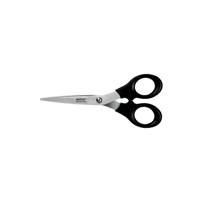 Leitz Tijeras de Acero Inoxidable 16.5cm - Ideales para Casa, Colegio, Oficina - Color Negro