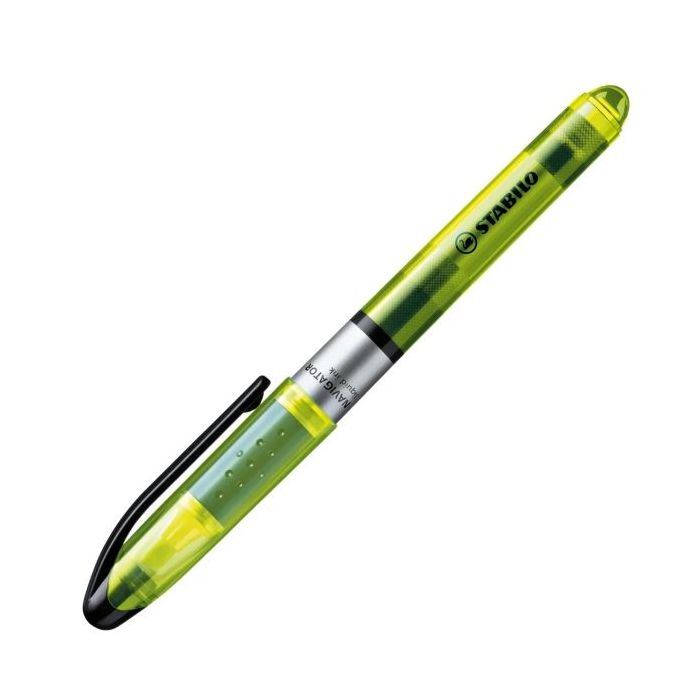 Stabilo Navigator Marcador Fluorescente - Zona de Agarre - Diseño Delgado - Practico Clip para Llevar - Trazo entre 2 y 5mm - Color Amarillo