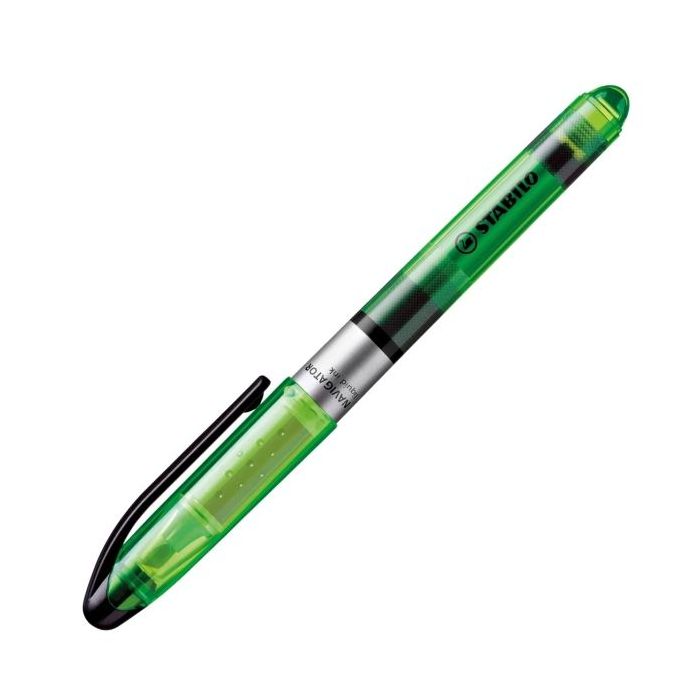 Stabilo Navigator Marcador Fluorescente - Zona de Agarre - Diseño Delgado - Practico Clip para Llevar - Trazo entre 2 y 5mm - Color Verde