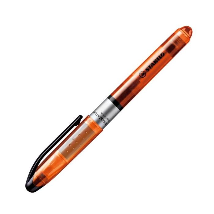 Stabilo Navigator Marcador Fluorescente - Zona de Agarre - Diseño Delgado - Practico Clip para Llevar - Trazo entre 2 y 5mm - Color Naranja