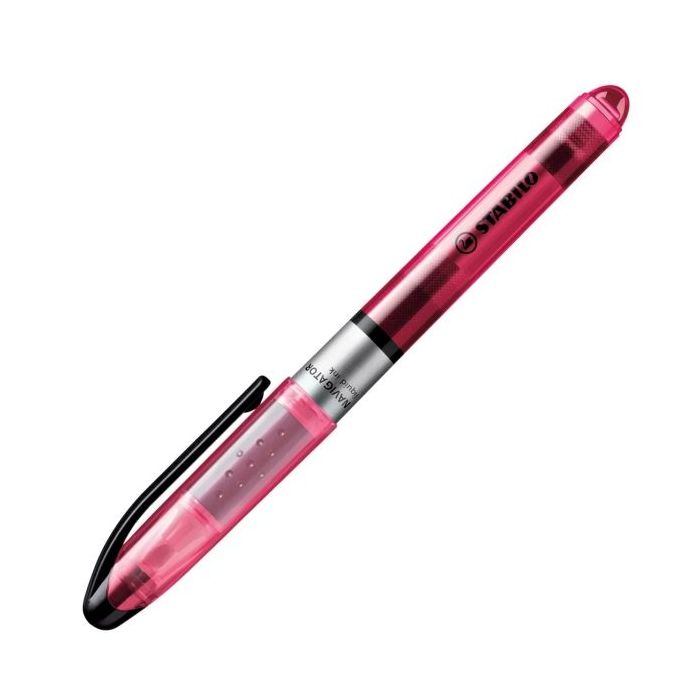 Stabilo Navigator Marcador Fluorescente - Zona de Agarre - Diseño Delgado - Practico Clip para Llevar - Trazo entre 2 y 5mm - Color Rosa