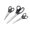 Dahle Home Pack de 3 Tijeras de Acero Inoxidable 13, 15 y 20cm - Hojas Afiladas - Mangos en Plastico ABS - Color Negro