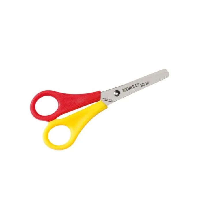 Dahle 54626 Kids Tijeras Infantiles para Zurdos 13cm - Puntas Redondeadas - Acero Inoxidable - Color Rojo/Amarillo