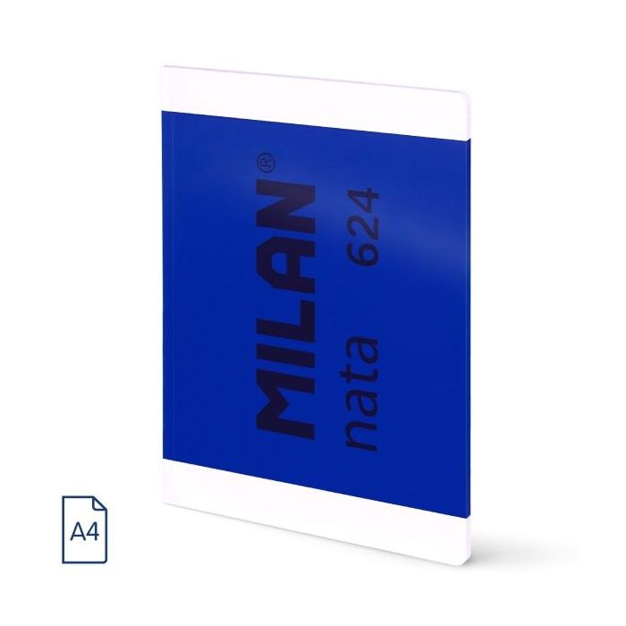 Milan Nata 624 Libreta Encolada Formato A4 Liso - 48 Hojas de 95 gr/m2 - Microperforado - Color Azul