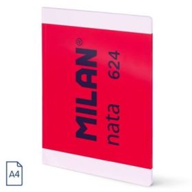 Milan Nata 624 Libreta Encolada Formato A4 Liso - 48 Hojas de 95 gr/m2 - Microperforado - Color Rosa