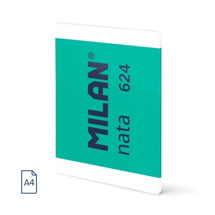 Milan Nata 624 Libreta Encolada Formato A4 Pautado 7mm - 48 Hojas de 95 gr/m2 - Microperforado - Color Verde