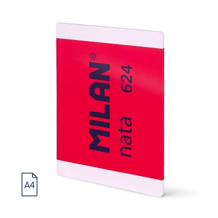 Milan Nata 624 Libreta Encolada Formato A4 Pautado 7mm - 48 Hojas de 95 gr/m2 - Microperforado - Color Rosa