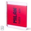 Milan Nata 624 Cuaderno Espiral Formato A4 Cuadricula 5x5mm - 80 Hojas de 95 gr/m2 - Microperforado, 4 Taladros - Color Rosa