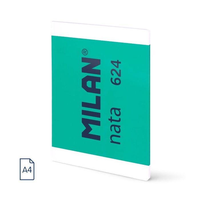 Milan Nata 624 Libreta Encolada Formato A4 Cuadricula 5x5mm - 48 Hojas de 95 gr/m2 - Microperforado - Color Verde