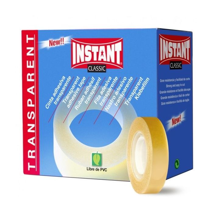 Instant Classic Cinta Adhesiva Transparente 12mm x 33m - Libre de PVC - Transparente