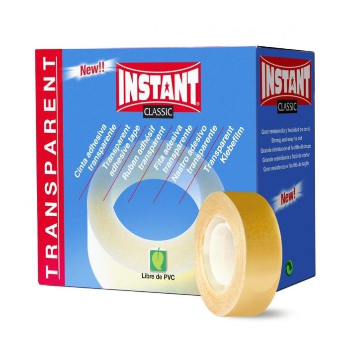 Instant Classic Cinta Adhesiva Transparente 19mm x 33m - Libre de PVC - Transparente