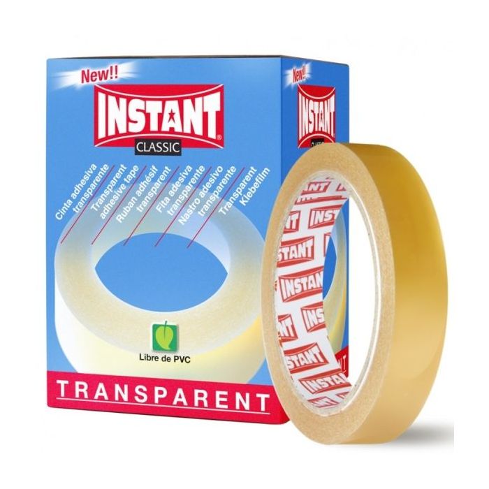 Instant Classic Cinta Adhesiva Transparente 19mm x 66m - Libre de PVC - Transparente