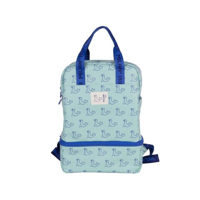 Milan Coleccion 460 Mochila Infantil con Compartimento Isotermico - Amplio Compartimento Interior - 2 Bolsillos Laterales - Capacidad Total 9,5L - Color Verde/Azul