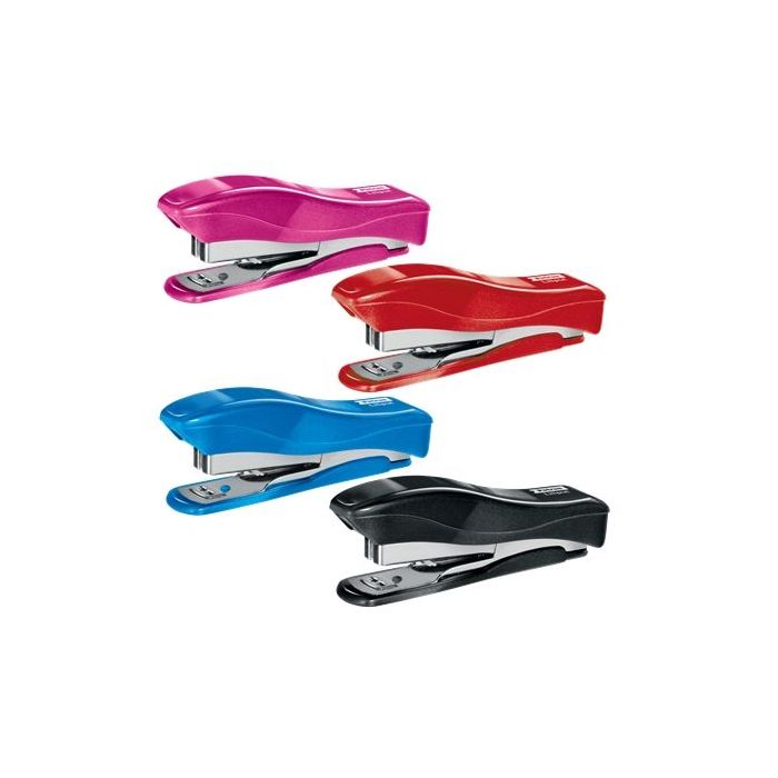 Petrus 200 Liliput WOW Grapadora + 1 Caja de 1.000 Grapas 23/6 - Hasta 12 Hojas - Grapas 23/6 - Grapado Cerrado y Clavado - Colores Surtidos