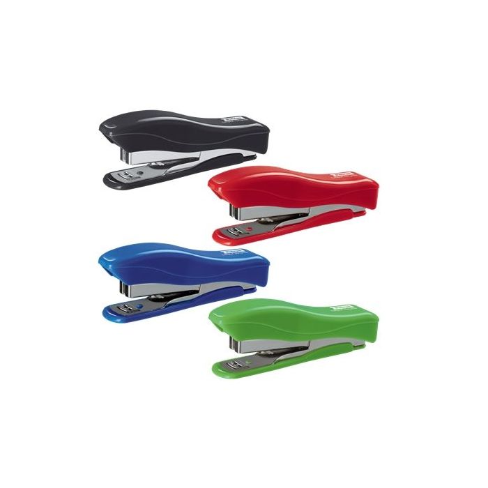 Petrus 200 Liliput Recycled Grapadora + 1 Caja de 1.000 Grapas 23/6 - Hasta 12 Hojas - Grapas 23/6 - Fabricada con un 85% de Plastico Reciclado - Grapado Cerrado y Clavado - Colores Surtidos