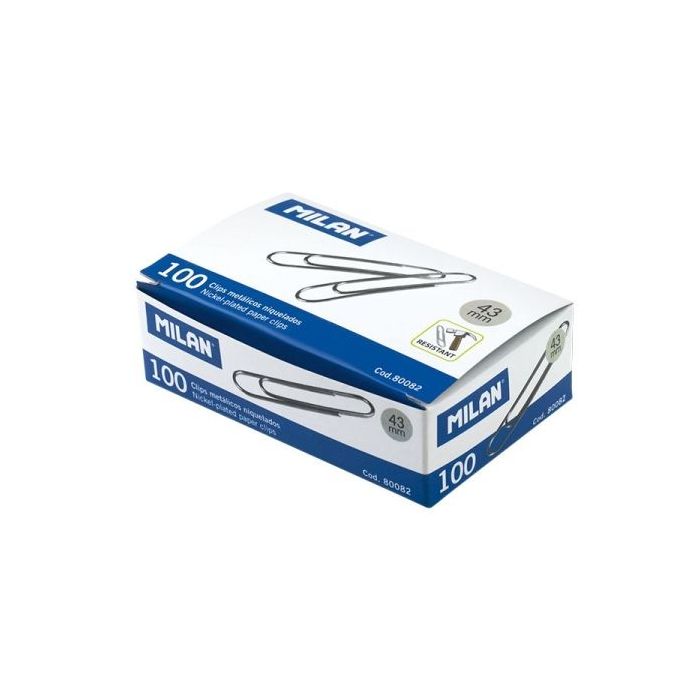 Milan Caja de 100 Clips Niquelados 43mm