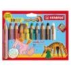 Stabilo Woody 3 en 1 30º Aniversario Unicornio y Tigre Pack de 10 Lapices de Colores + Sacapuntas - Lapiz de Color, Cera y Acuarela, Todo en Uno - Mina XXL 10mm - Colores Surtidos