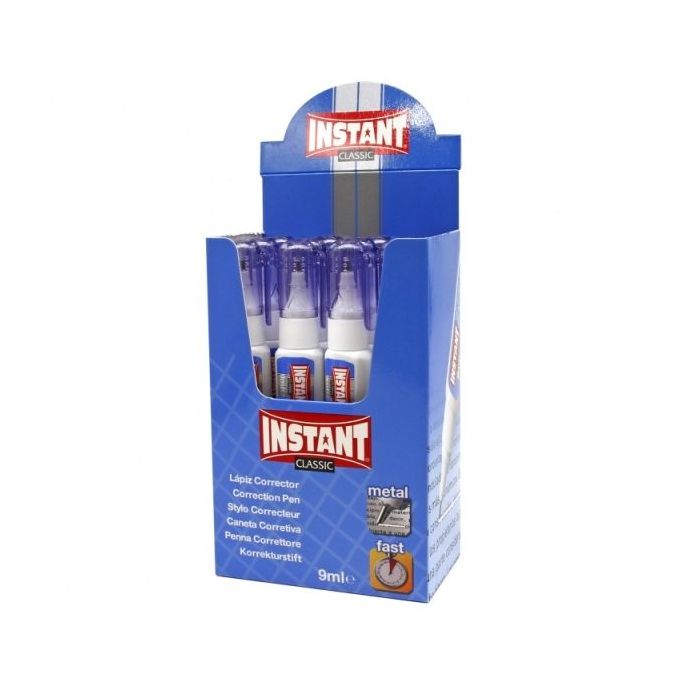 Instant Classic Boligrafo Corrector 9ml - Correccion Precisa, Limpia y Facil - Secado Rapido - Valvula de Control
