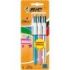 Bic 4 Colours Shine Pack de 3 Boligrafos de Bola Retractil - Punta de 1mm - Trazo de 0.4mm - Tinta con Base de Aceite - Cuerpo Oro/Blanco - 4 Colores