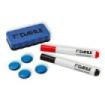 Dahle 95140 Basic Pack de 2 Rotuladores + Borrador Magnetico + 4 Imanes - Para Pizarra Blanca