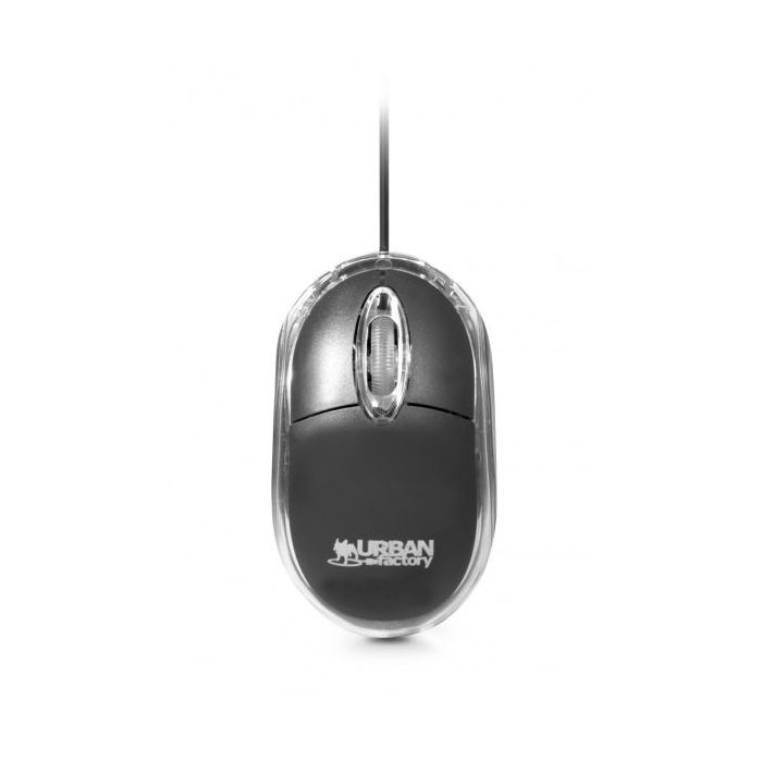 Urban Factory Raton con Cable USB - 800dpi - Uso Ambidiestro - Color Negro