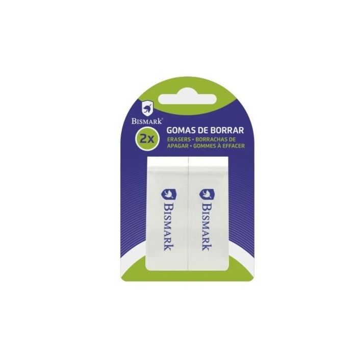 Bismark Pack de 2 Gomas Plasticas 2.5x7cm - Color Blanco